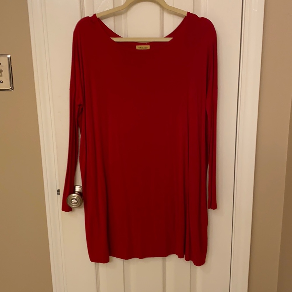 Red Piko Long Sleeve Tunic